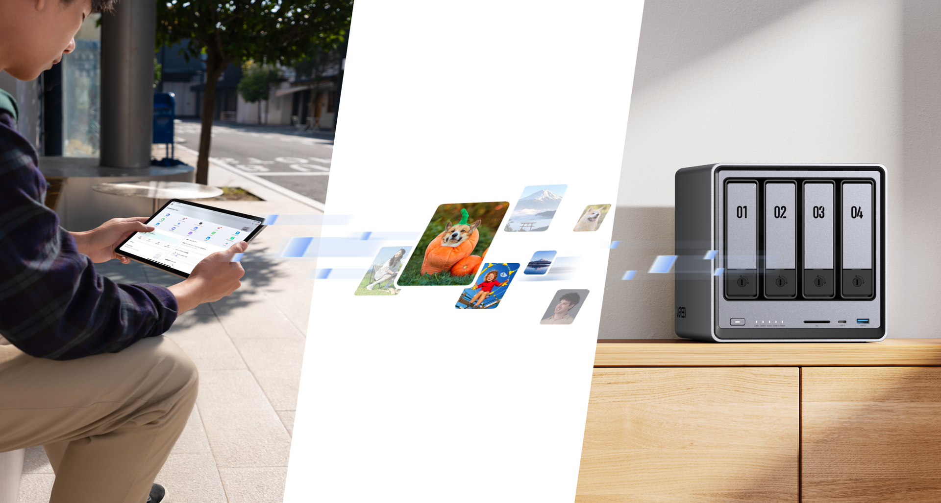 Synchronisation à distance entre tablette et NAS UGREEN NASync DXP 4800 pour sauvegarder et accéder facilement à vos photos et fichiers multimédias