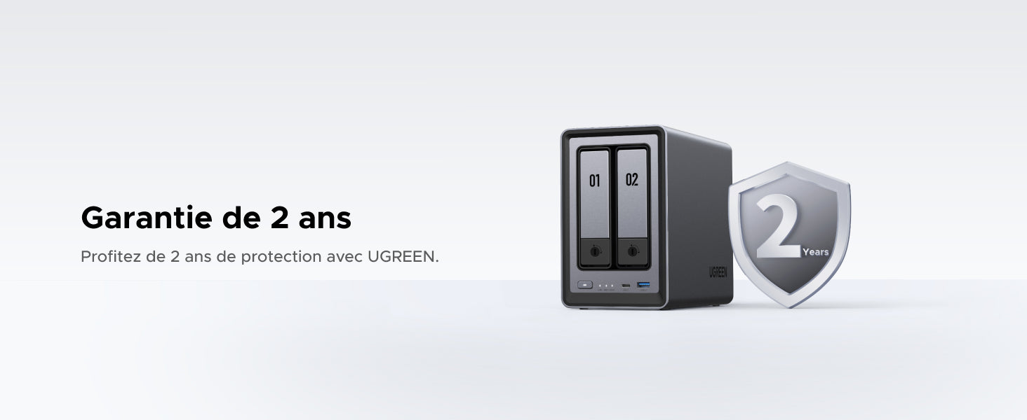 L'UGREEN DXP2800 est couvert par une garantie après-vente de deux ans.