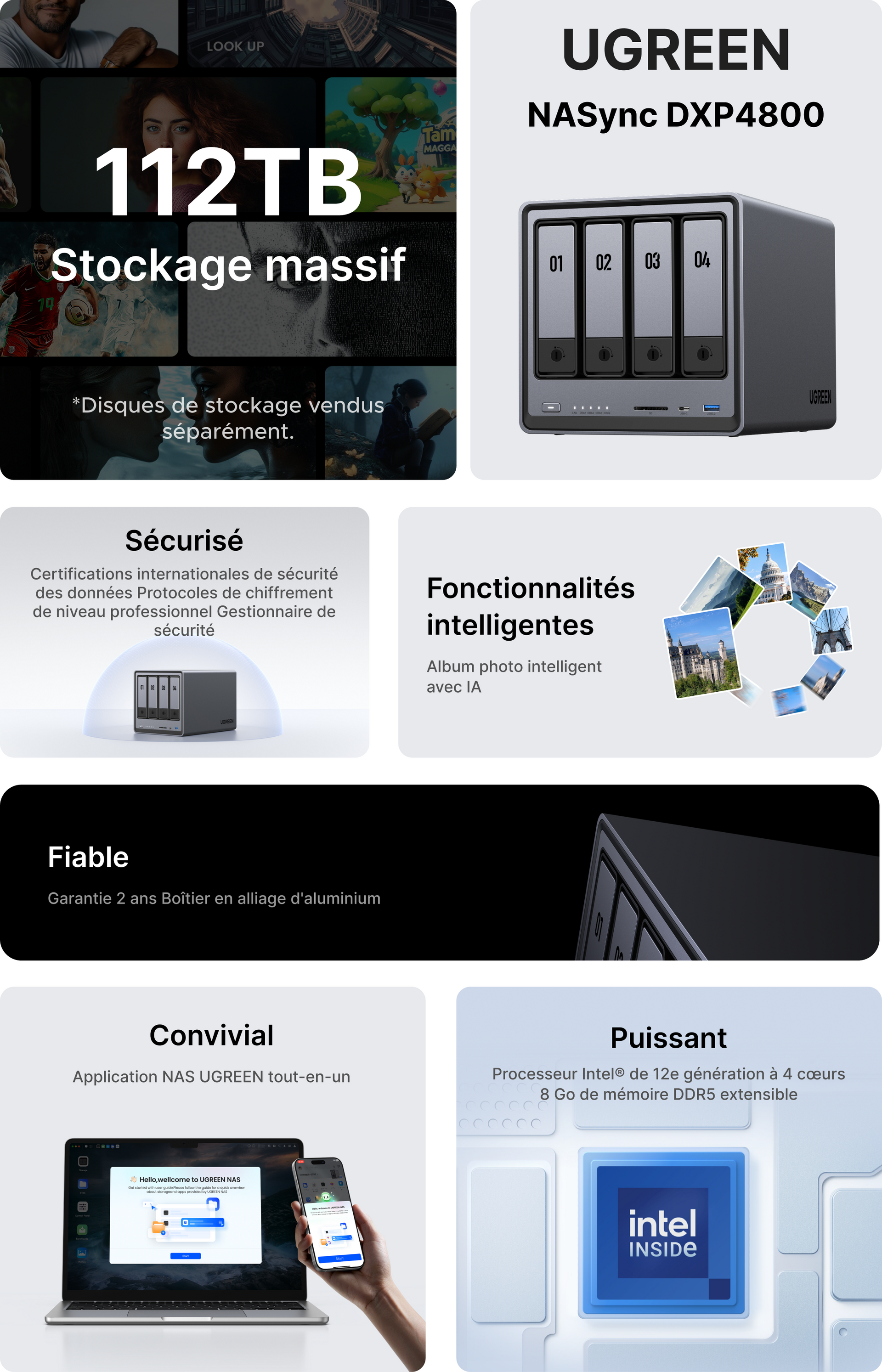 Présentation du NAS UGREEN NASync DXP4800 Plus avec processeur Intel, 112 To de stockage, fonctionnalités IA, sécurité avancée et application conviviale tout-en-un
