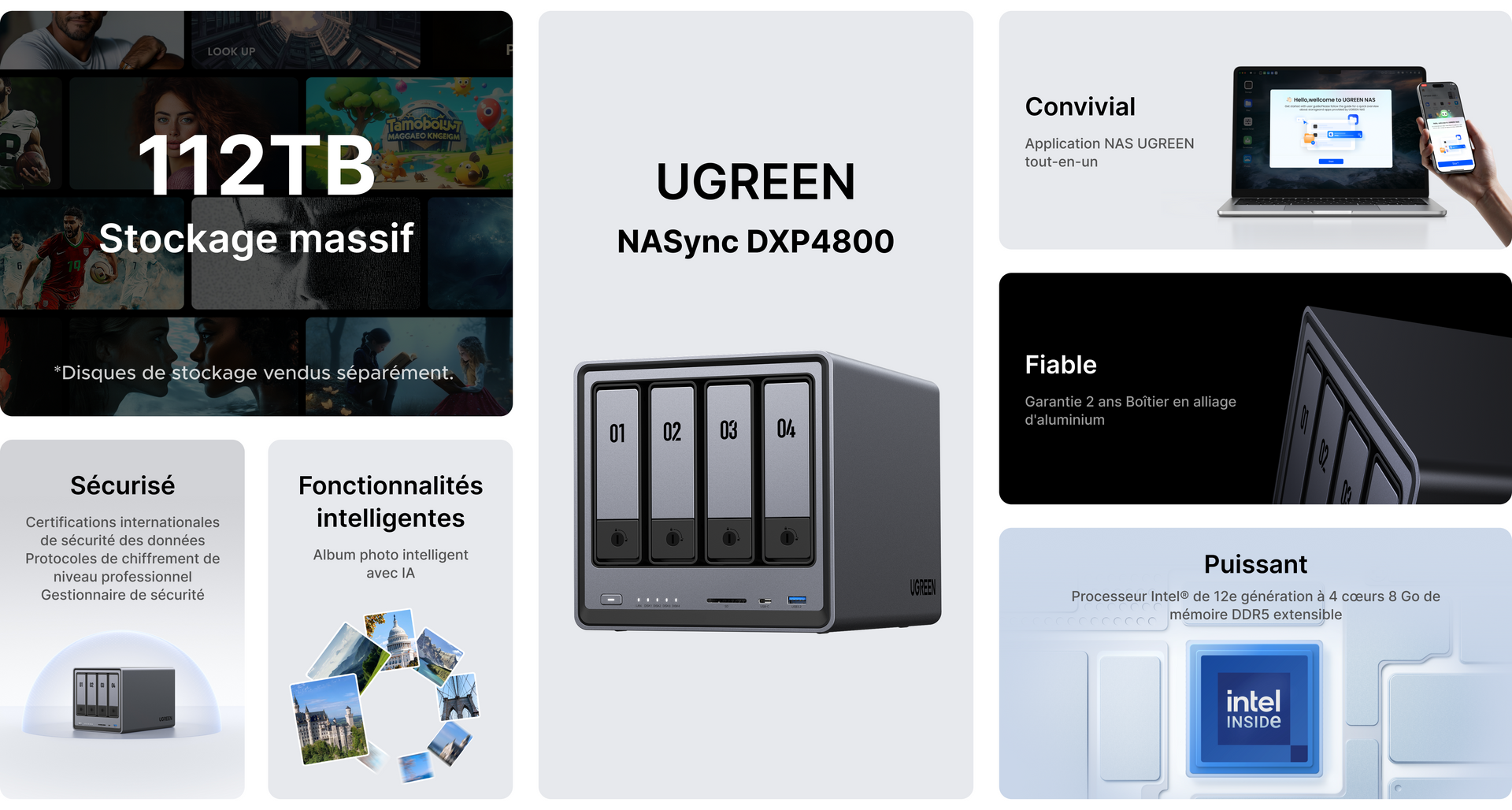 Présentation du NAS UGREEN NASync DXP4800 Plus avec processeur Intel, 112 To de stockage, fonctionnalités IA, sécurité avancée et application conviviale tout-en-un