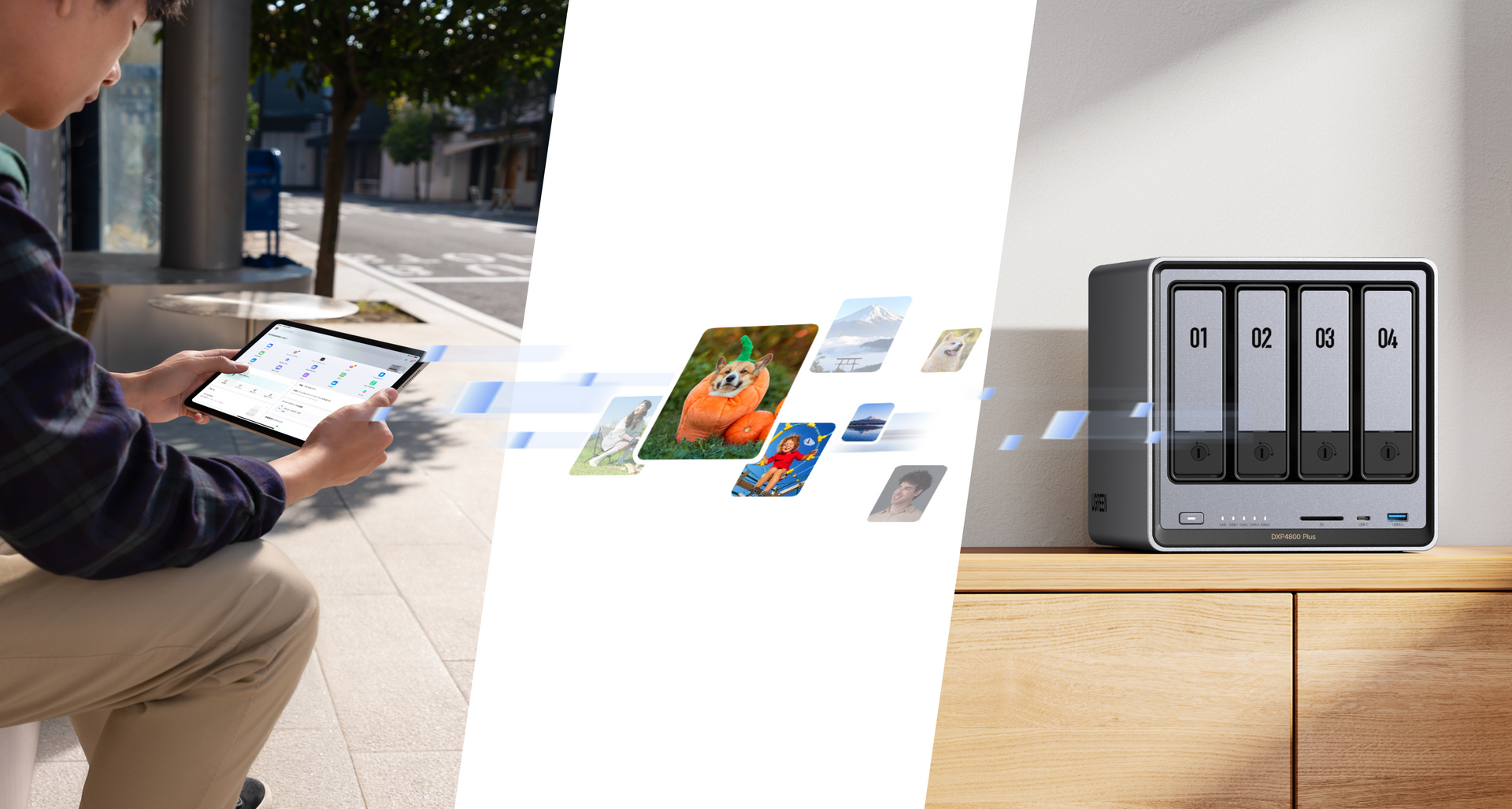 Synchronisation à distance entre tablette et NAS UGREEN NASync DXP 4800 pour sauvegarder et accéder facilement à vos photos et fichiers multimédias