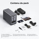 Contenu du pack UGREEN NASync DXP2800 incluant le NAS double baie, adaptateur secteur, câble Ethernet CAT7, vis et tournevis, manuel d’utilisation et carte de garantie