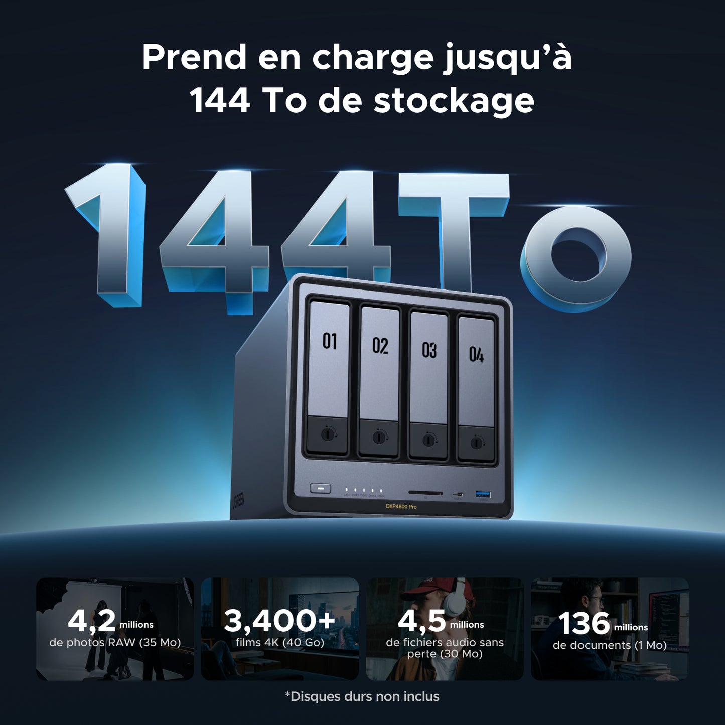 UGREEN NASync DXP4800 Pro - NAS 4 baies 144 To