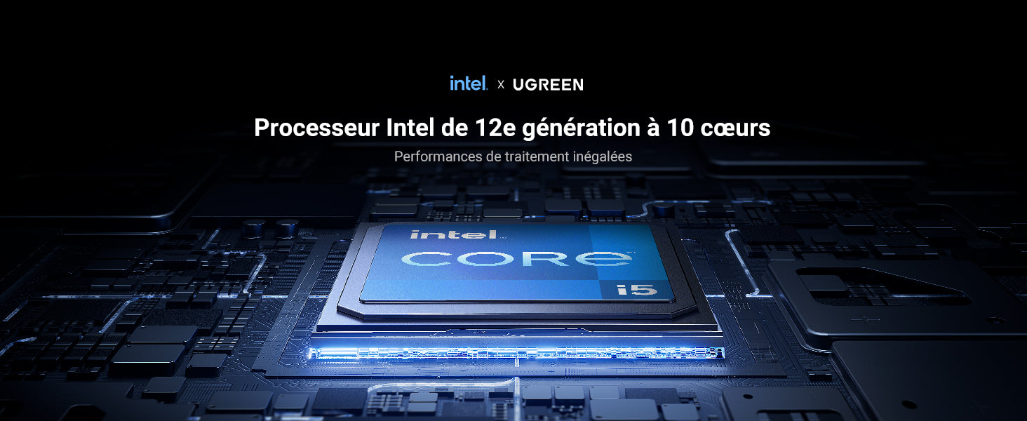 Processeur Intel Core i5 de 12e génération à 10 cœurs intégré au NAS UGREEN pour des performances de traitement inégalées