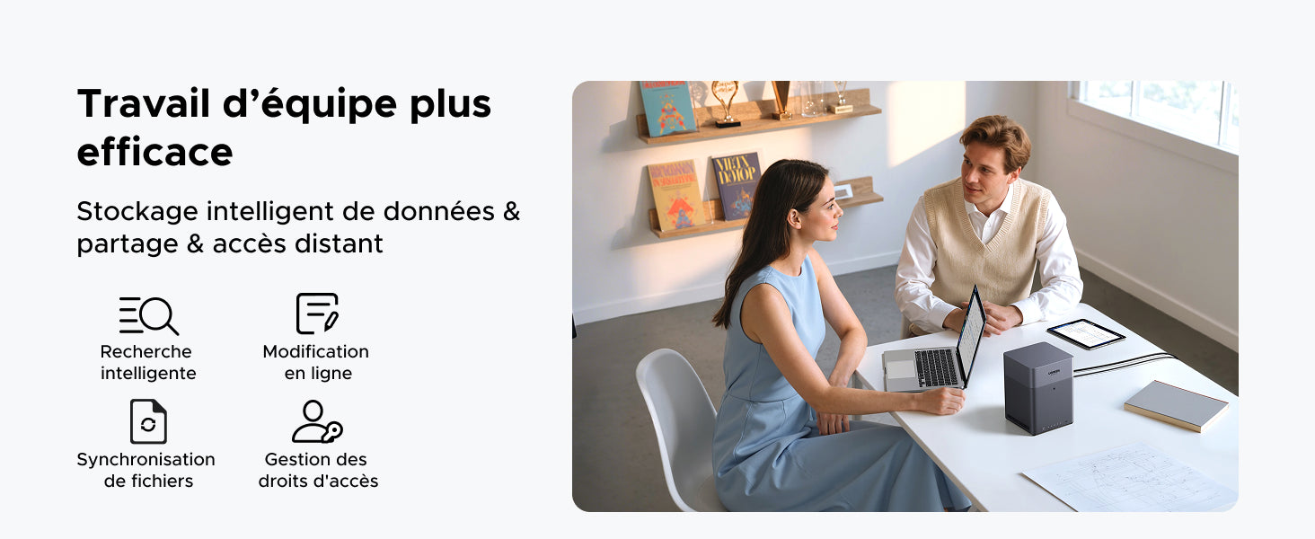 UGREEN NASync DH4300 Plus – stockage collaboratif intelligent pour le travail d’équipe avec partage, synchronisation et accès distant sécurisés
