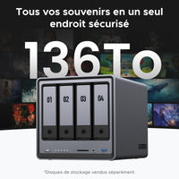 Serveur NAS UGREEN DXP4800 à 4 baies, finition gris aluminium métallisé