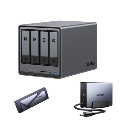 DXP4800 Plus + UPS 120 W CC + Boîtier-Adaptateur pour SSD M.2 NVMe